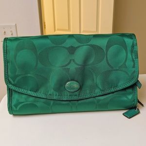 Coach bright jade cosmetic toiletry makeup bag